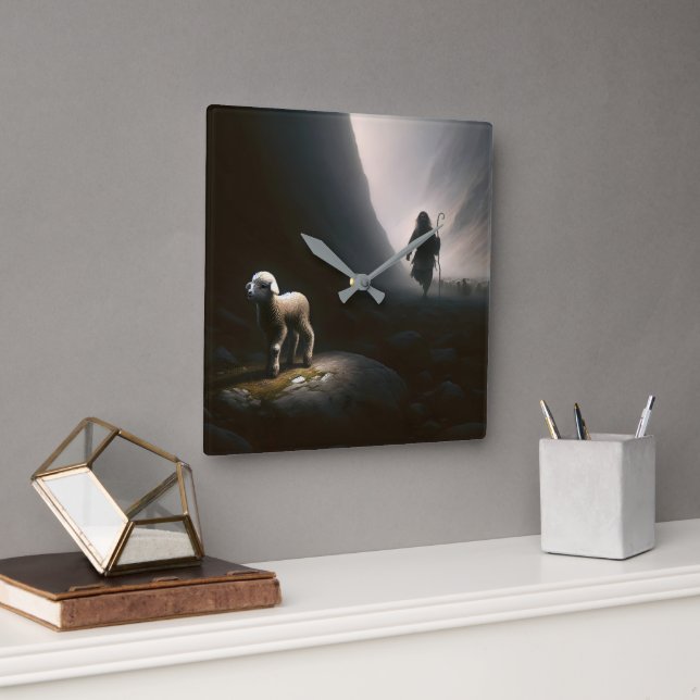 Hirte finden ein verlorenes Lamm Quadratische Wanduhr (Büro)
