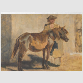 Hirte mit braunem Pferd (Pferde) Seidenpapier
