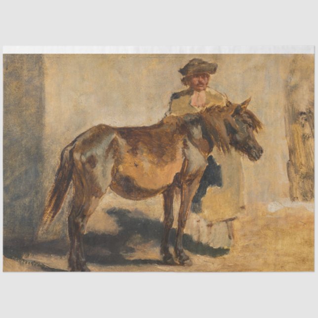 Hirte mit braunem Pferd (Pferde) Seidenpapier (Vorderseite)