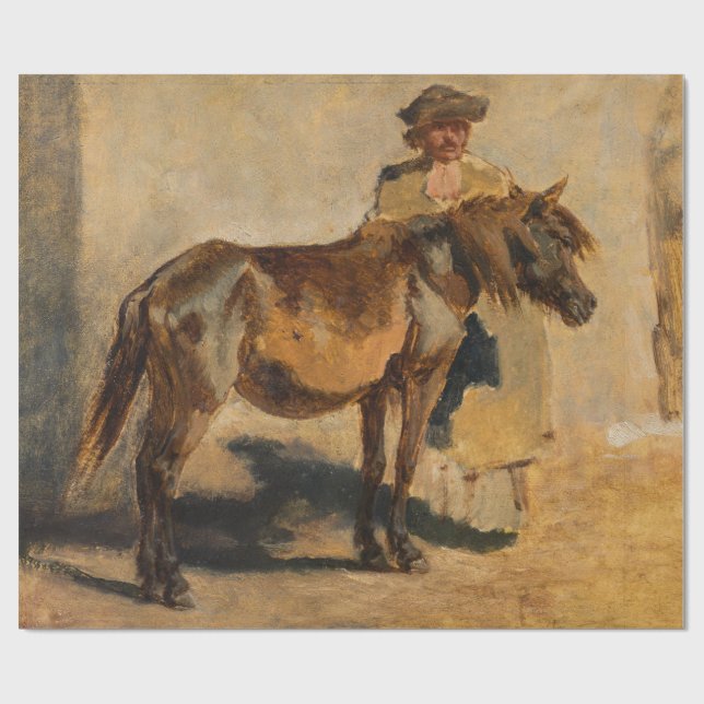 Hirte mit Pferd (Pferde) Geschenkpapier (Flach)