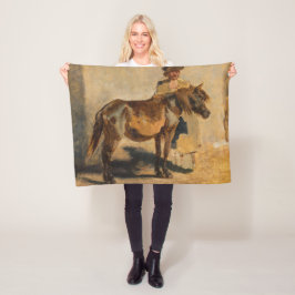 Hirte mit Pferd (Pferdeart) Fleecedecke