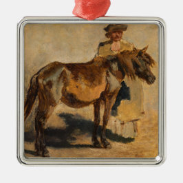 Hirte mit Pferd (Pferdeart) Ornament Aus Metall