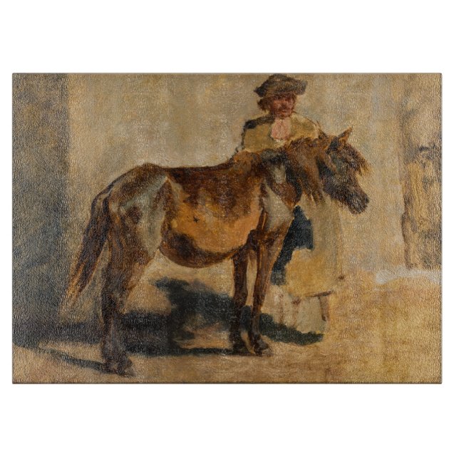 Hirte mit Pferd (Reitkunst) Schneidebrett (Vorderseite)
