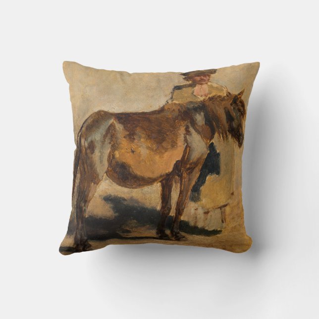 Hirte mit Pferd (Tierart) Kissen (Rückseite)