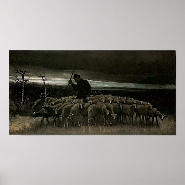 Hirte, Schleuse von Sheep Van Gogh Fine Art Poster (Vorne)