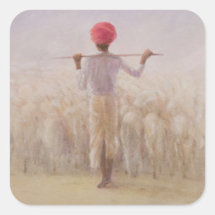 Hirte und Flock Quadratischer Aufkleber