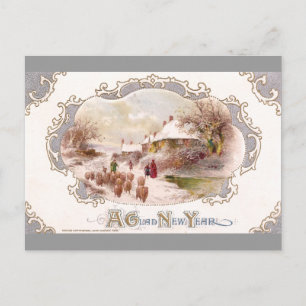 Hirte und Schafe am Neujahrstag Feiertagspostkarte