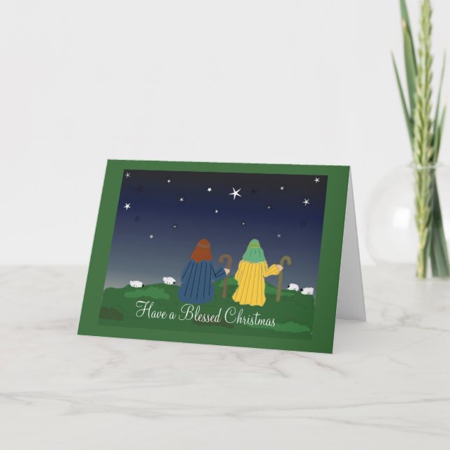 Hirten beobachten ihre Herden nachts Feiertagskarte (Vorderseite)