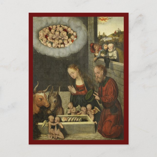 Hirten bewundern Jesus von Cranach Postkarte (Vorderseite)