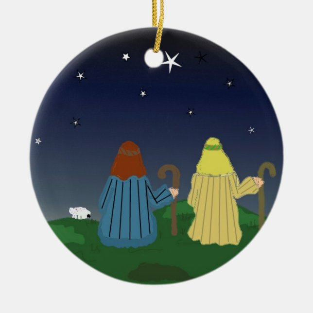 Hirten in den Feldern Keramikornament (Vorne)