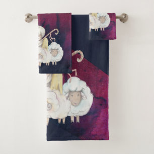Hirtenengel mit 2 Lämmern pastoral Badhandtuch Set