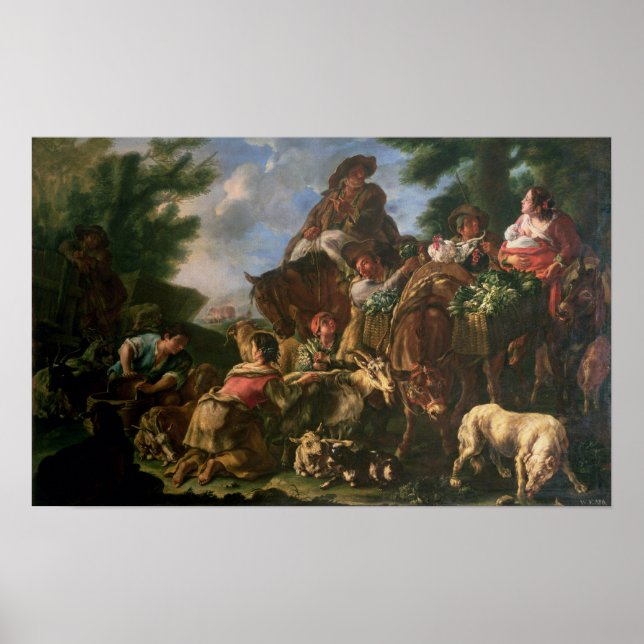 Hirtengruppe mit Pferd Poster (Vorne)