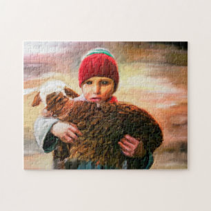 Hirtenjunge mit Lamm Pakistan. Puzzle