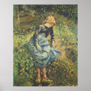 Hirtenmädchen von Camille Pissarro, Vintage Fine A Poster