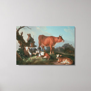 Hirtenszene mit einem cowherd leinwanddruck