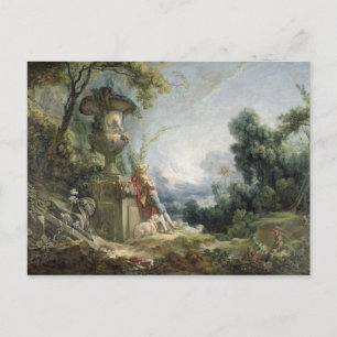 Hirtenszene oder junger Schäfer in einer Postkarte