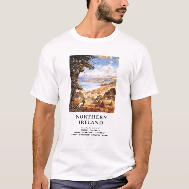 Hirtenszenen-Mann-und Hundebriten-Eisenbahnen T-Shirt (Vorderseite)