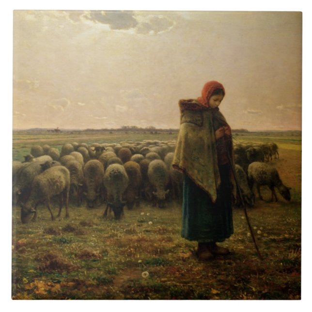 Hirtin mit ihrer Flock, 1863 Fliese (Vorderseite)