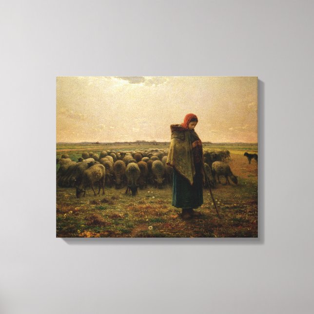 Hirtin mit ihrer Flock, 1863 Leinwanddruck (Vorderseite)