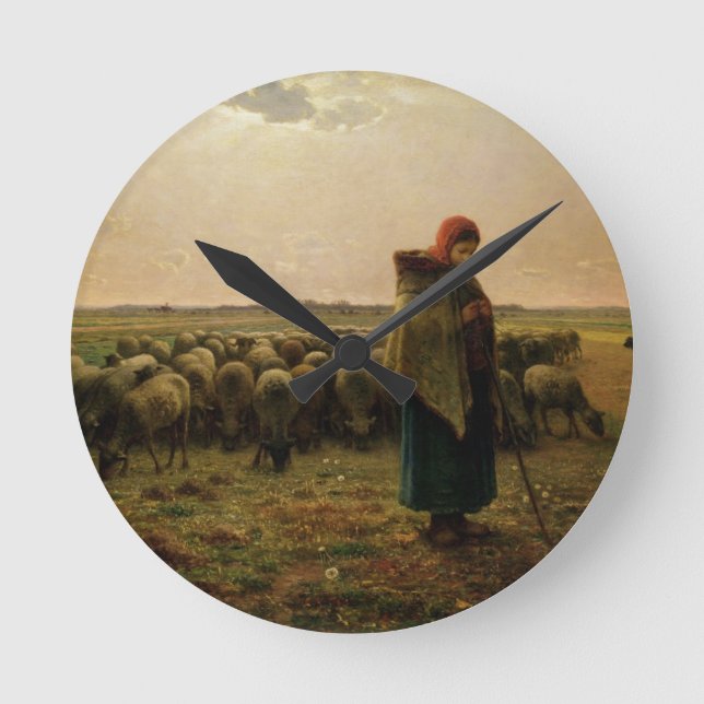 Hirtin mit ihrer Flock, 1863 Runde Wanduhr (Vorderseite)