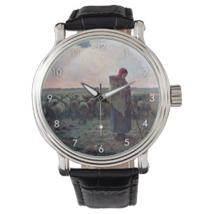 Hirtin mit ihrer Flock, Jean-Francois Millet Armbanduhr