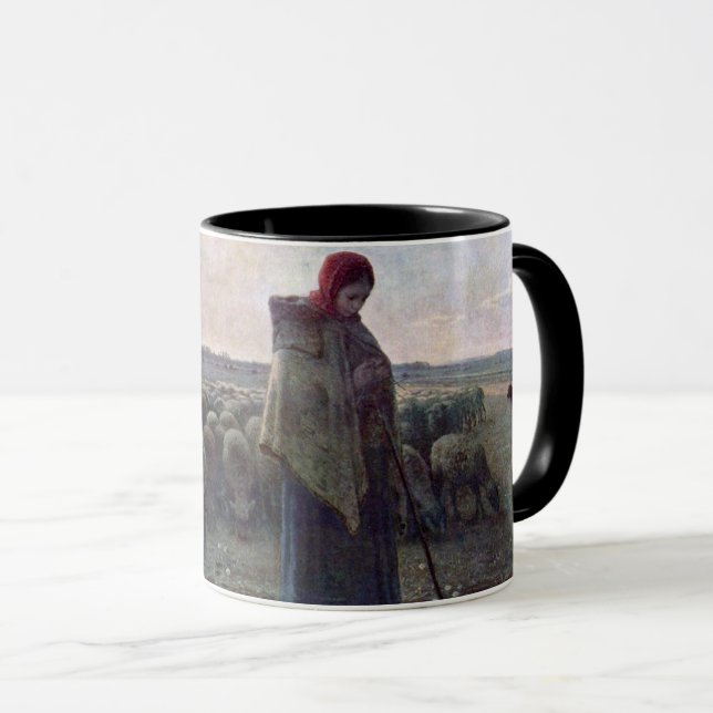 Hirtin mit ihrer Flock, Jean-Francois Millet Tasse (VorderseiteRechts)
