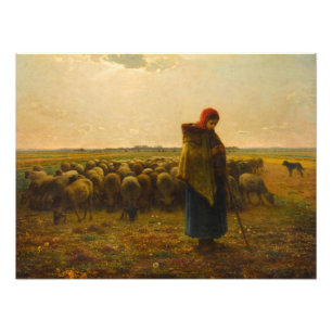 Hirtin mit ihrer Flock von Jean-Francois Millet Fotodruck