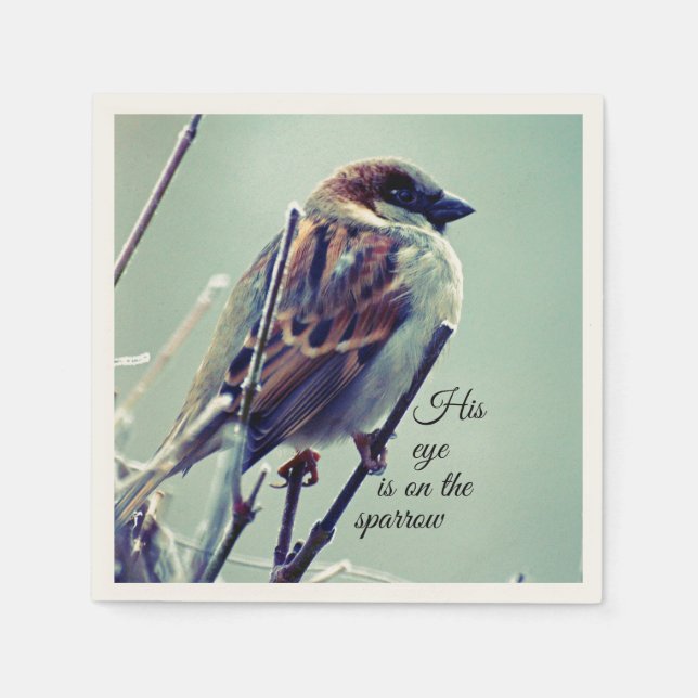 HIs Auge ist auf dem Sparrow Serviette (Vorderseite)