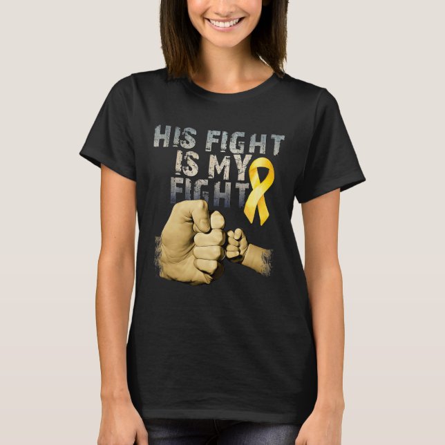 His Fight Is My Fight Childhood Cancer Awareness G T-Shirt (Vorderseite)