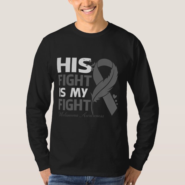 His Fight Is My Fight MELANOMA AWARENESS Feather T-Shirt (Vorderseite)