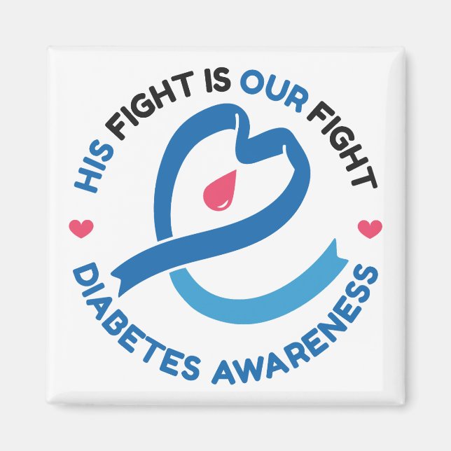 His Fight Is Our Fight – Diabetes Awareness Magnet (Vorne)
