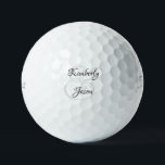 His & Her Script Names, Black & Grey Golfball<br><div class="desc">His and her names in beautiful black and grey script lettering for an elegant design on white background.</div>