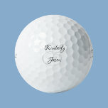 His & Her Script Names, Black & Grey Golfball<br><div class="desc">His and her names in beautiful black and grey script lettering for an elegant design on white background.</div>