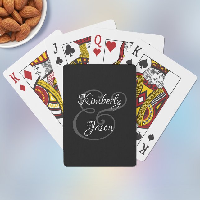 His & Her Script Names, Grey & White on Black Spielkarten (Von Creator hochgeladen)