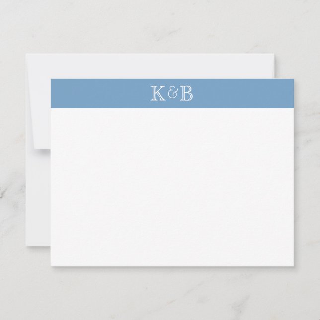 His & Hers Initials Banded Stationery Mitteilungskarte (Vorderseite)