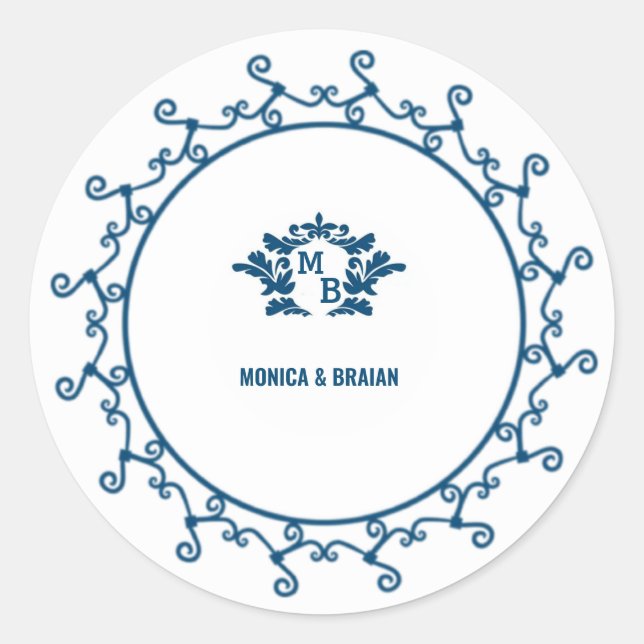 His & Hers Monogram Elegant Floral Initials Runder Aufkleber (Vorderseite)