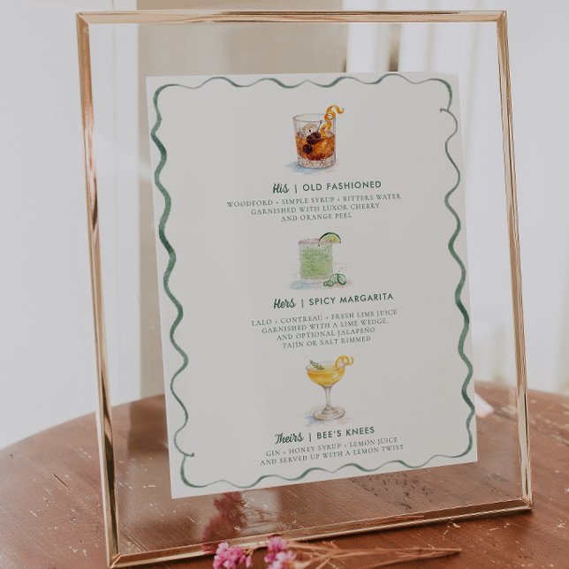 His Hers Theirs | Watercolor Signature Cocktail Poster (Von Creator hochgeladen)