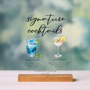 His Hers Trauung am Meer Signature-Cocktails Acrylschild