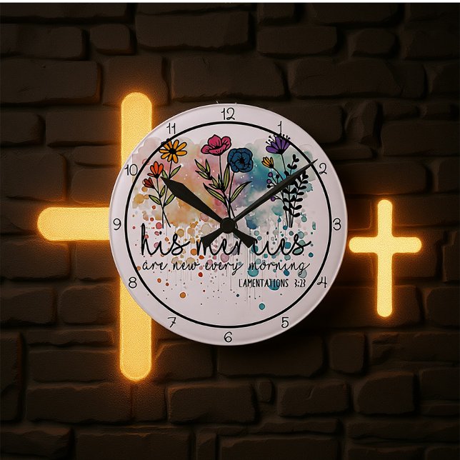 His Mercies Are New Every Morning Art Runde Wanduhr (Von Creator hochgeladen)