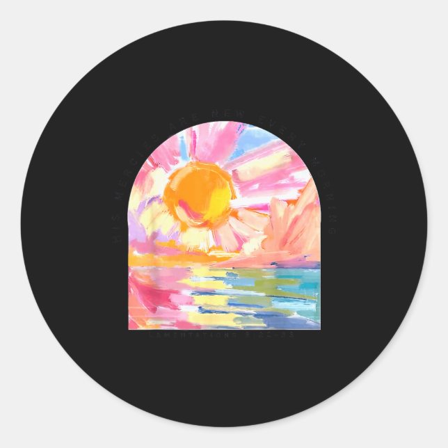 His Mercies Are New Every Morning Christian  Runder Aufkleber (Vorderseite)