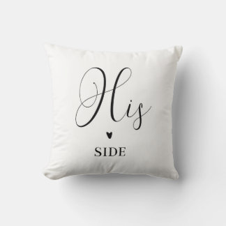 His side Black and White Square Throw Pillow Kissen