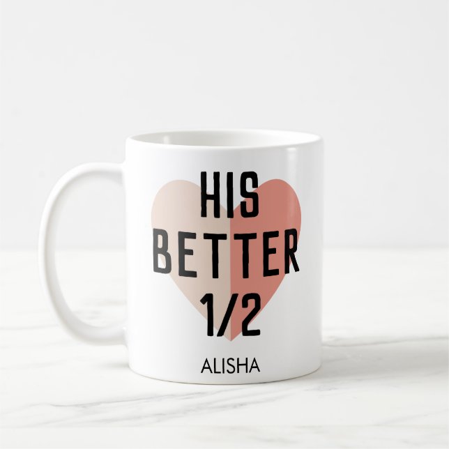 hISBetter Personalisierter Herzname Paar Kaffeetasse (Links)