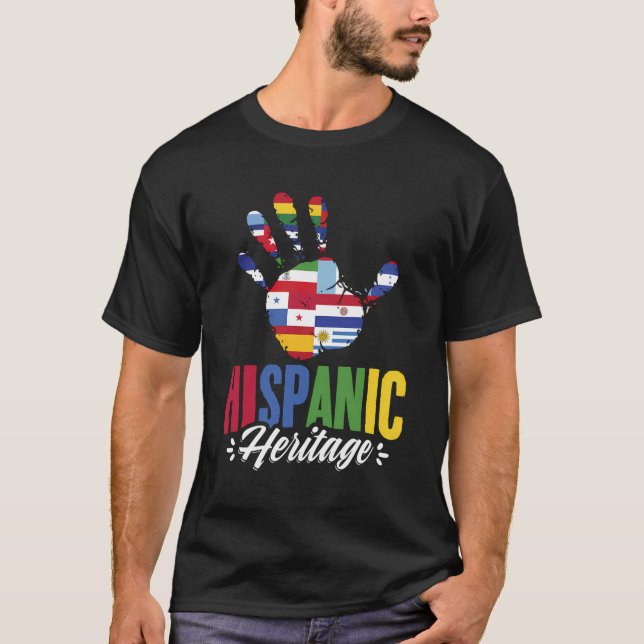 Hispanic Flags Hands Latino Land Hispanic Herit T-Shirt (Vorderseite)