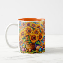 Hispanic Folklorekunst Sonnenblumen ai art Zweifarbige Tasse