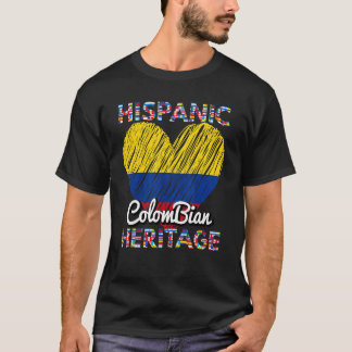 Hispanic Heritage Kolumbianische Flagge Herz T-Shirt
