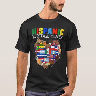 Hispanic Heritage Monat Alle Länder Flaggen Herz H T-Shirt