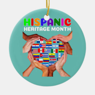 Hispanic Heritage Monat Alle Länder Herz Hand Keramik Ornament
