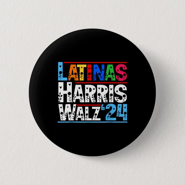 Hispanic Heritage Monat Blumenlatinas für Harris Button (Vorderseite)
