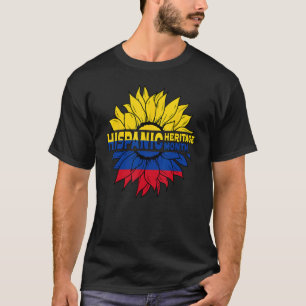 Hispanic Heritage Monat Kolumbien Flag Sonnenblume T-Shirt