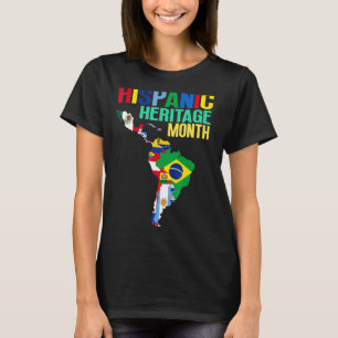 Hispanic Heritage Monat Lateinische Länder Karte F T-Shirt